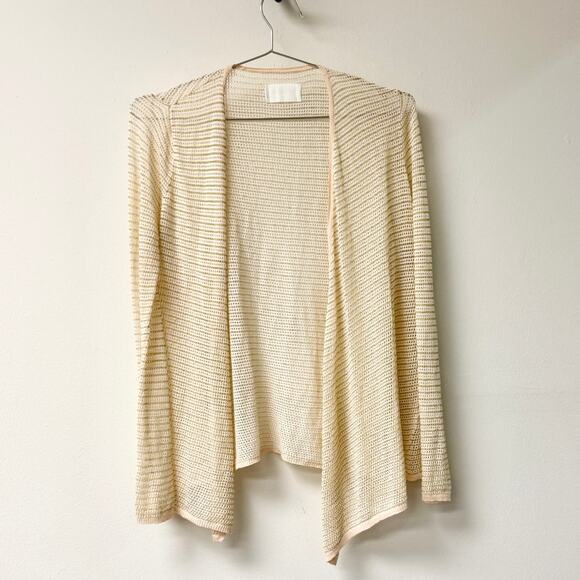 Zadig & Voltaire Daphne Open Front Fishnet Knit Cardigan Sweater Cream Women's M - Picture 1 of 3
